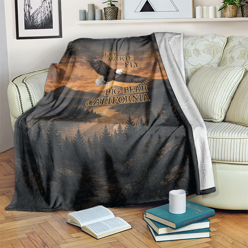 Big Bear California Eagle Jackie Shadow Blanket Supports California Wildlife - Sunset Mountain Forest Bald Eagle