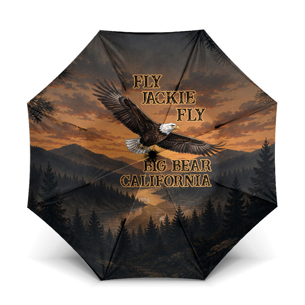 Big Bear California Eagle Jackie Shadow Umbrella Supports California Wildlife - Sunset Mountain Forest Bald Eagle