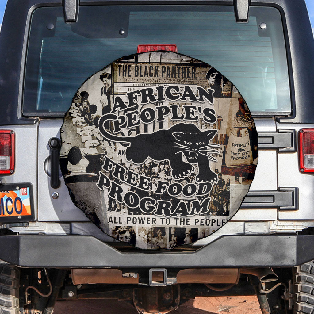 African People's Free Food Program Spare Tire Cover Black Panther Newspaper Collage Black Panther Party