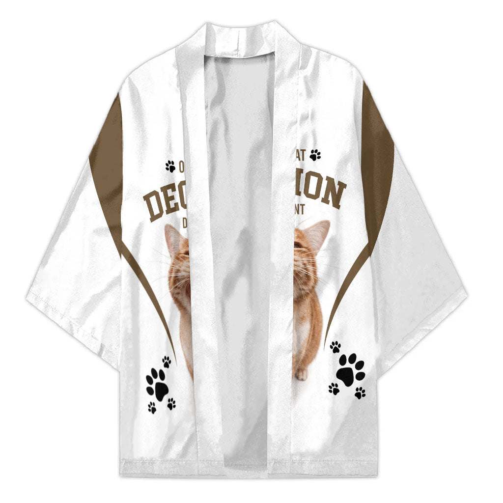 Orange Cat Decision Department Kimono Humorous Pet Quote Graphic Feline Joke