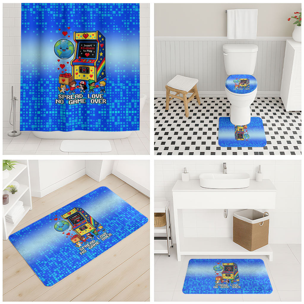 World Kindness Day Pixel Arcade Game Bathroom Set Retro 8-Bit Pixel Art Kindness Level Max Spread Love Game Over