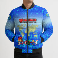 World Kindness Day Pixel Arcade Game Bomber Puffer Jacket Retro 8-Bit Pixel Art Kindness Level Max Spread Love Game Over