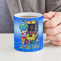 World Kindness Day Pixel Arcade Game Ceramic Mug Retro 8-Bit Pixel Art Kindness Level Max Spread Love Game Over