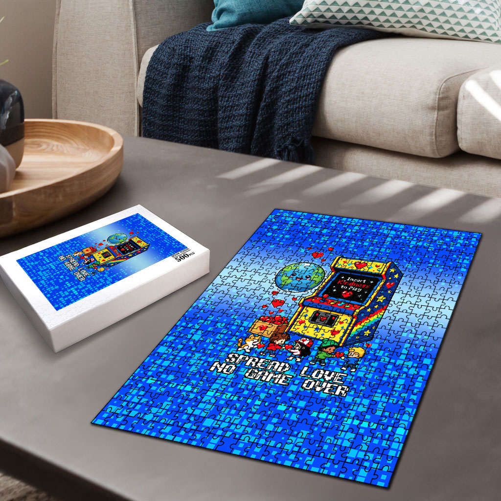 World Kindness Day Pixel Arcade Game Puzzle Retro 8-Bit Pixel Art Kindness Level Max Spread Love Game Over