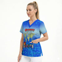 World Kindness Day Pixel Arcade Game Scrub Top Retro 8-Bit Pixel Art Kindness Level Max Spread Love Game Over