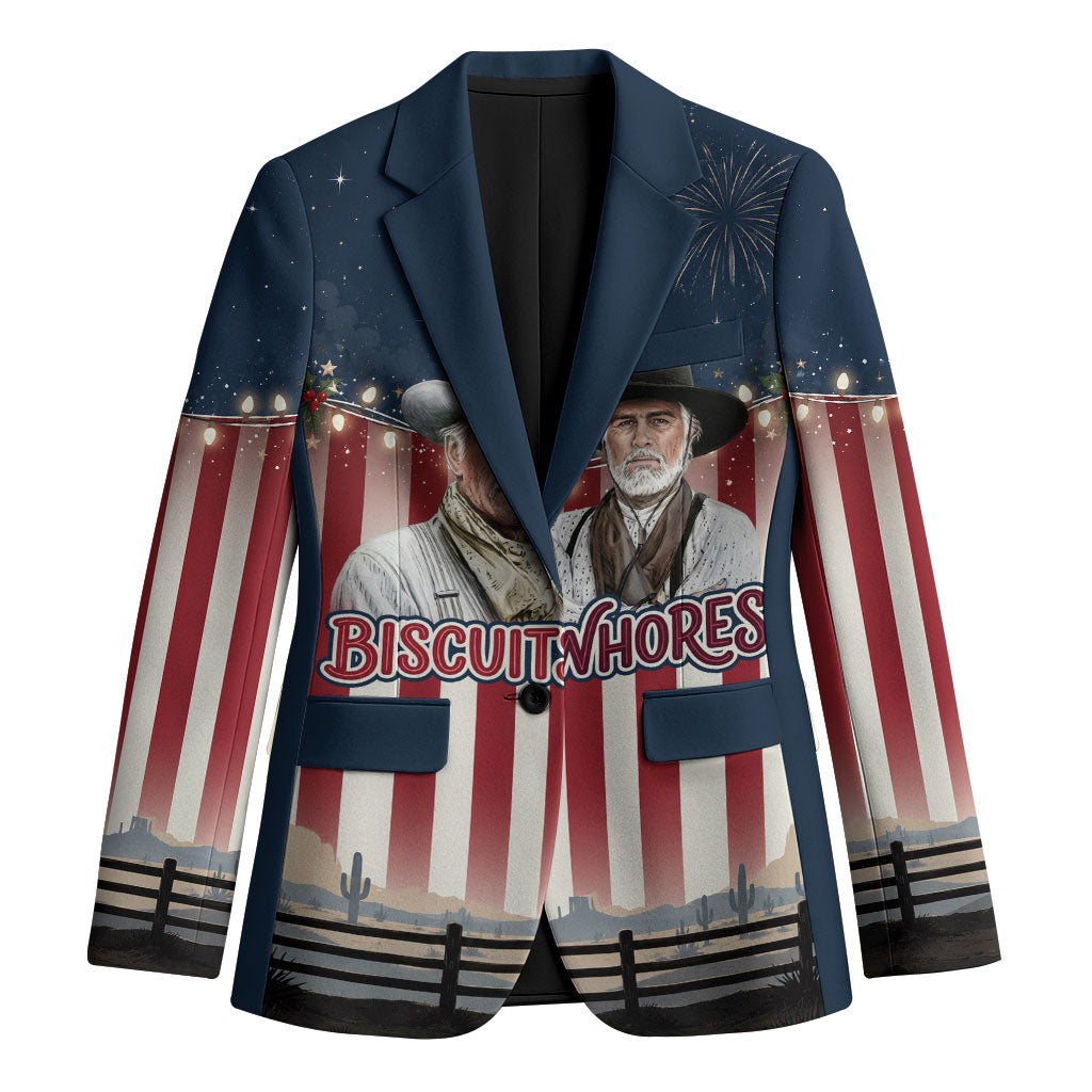 All I Want For Christmas Is Biscuits And Whores Western Cowboys Blazer Vintage Retro Western Xmas Humor