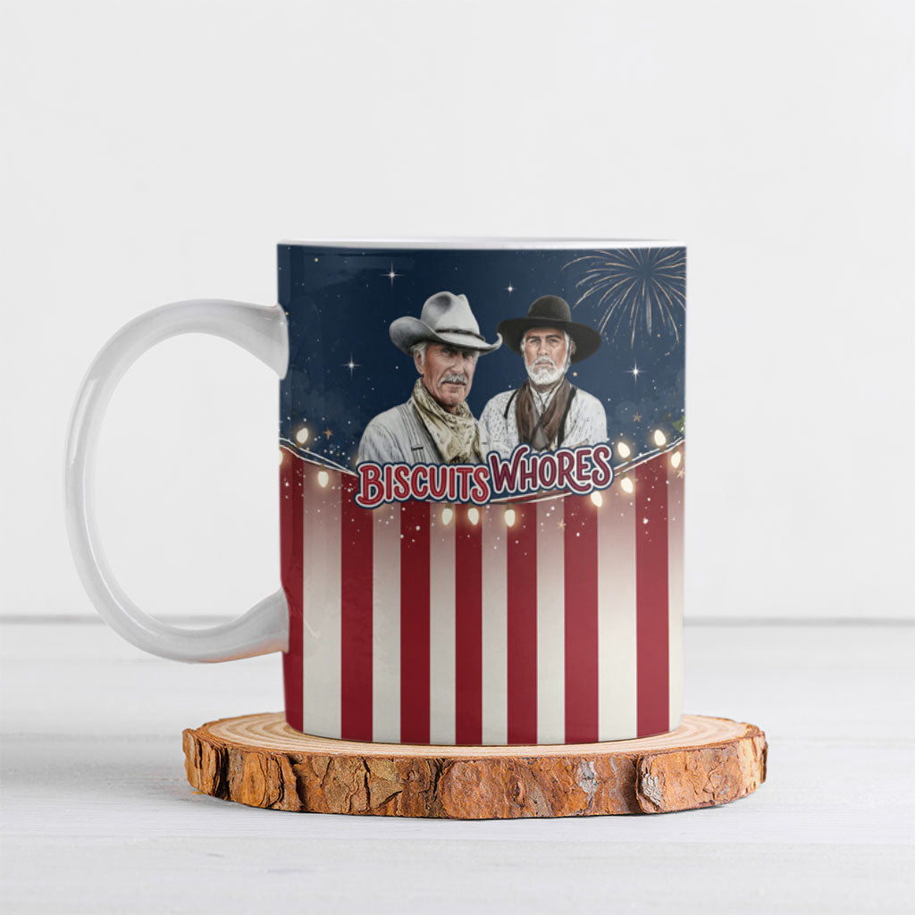 All I Want For Christmas Is Biscuits And Whores Western Cowboys Ceramic Mug Vintage Retro Western Xmas Humor