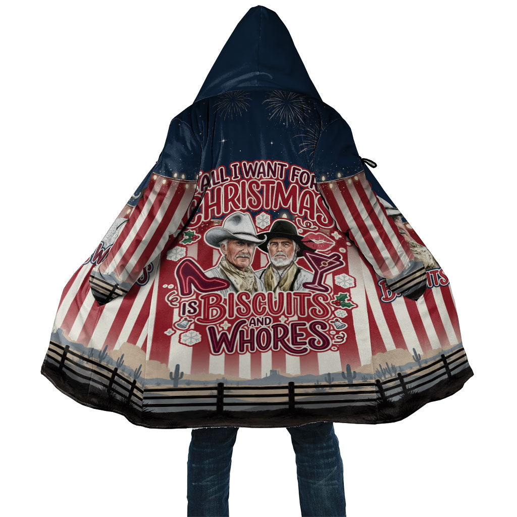 All I Want For Christmas Is Biscuits And Whores Western Cowboys Cloak Vintage Retro Western Xmas Humor