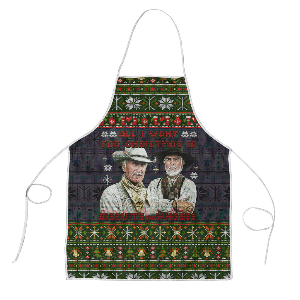 All I Want For Christmas Is Biscuits And Whores Western Cowboys Apron Vintage Rustic Humor