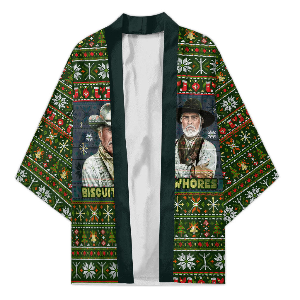 All I Want For Christmas Is Biscuits And Whores Western Cowboys Kimono Vintage Rustic Humor