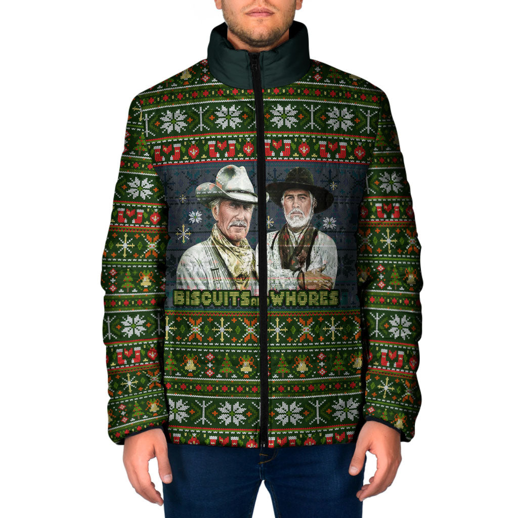 All I Want For Christmas Is Biscuits And Whores Western Cowboys Padded Jacket Vintage Rustic Humor