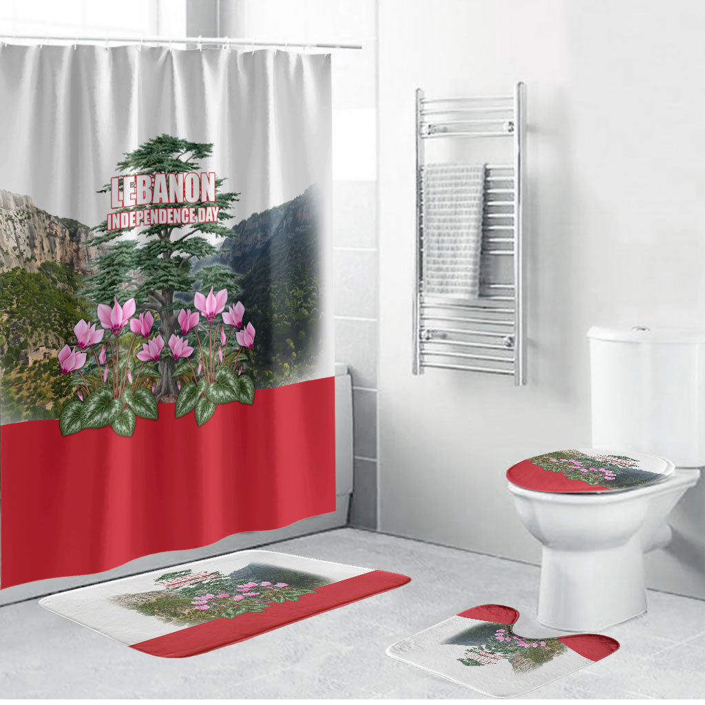 Lebanon Independence Day Bathroom Set Patriotic Cedar Tree And Cyclamen Flowers