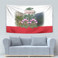 Lebanon Independence Day Tapestry Patriotic Cedar Tree And Cyclamen Flowers