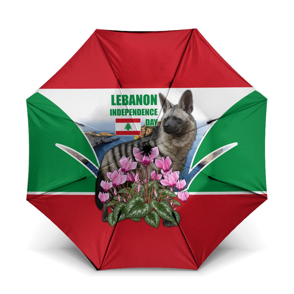 Lebanon Independence Day Striped Hyena Umbrella Patriotic Pigeon Rocks And Cyclamen Flowers