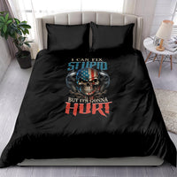 Black bedding set with two pillowcases and skull graphic text design