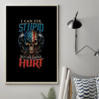 Framed canvas wall art with winged skull graphic and multicolor slogan typography