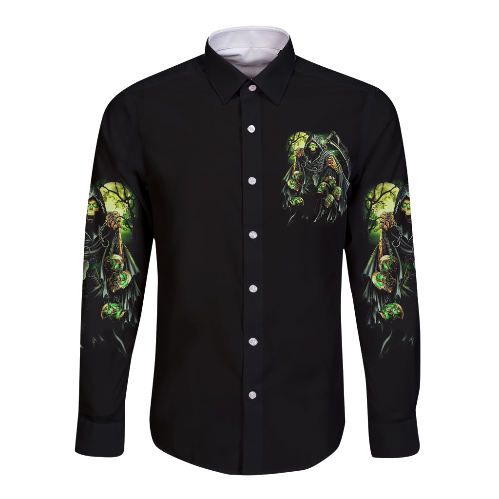 Of Course I'm Going To Hell Skull Long Sleeve Button Shirt - Wonder Print Shop