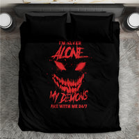 Black duvet cover with red skull illustration and matching two pillowcases
