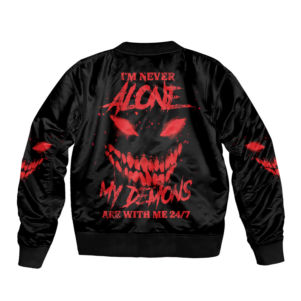 Unisex black bomber jacket with red back text and claw graphic