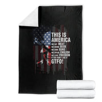 Patriotic skull blanket set, black with American flag text and face graphic