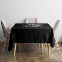 Patriotic skull tablecloth, black square cover with centered patriotic skull design