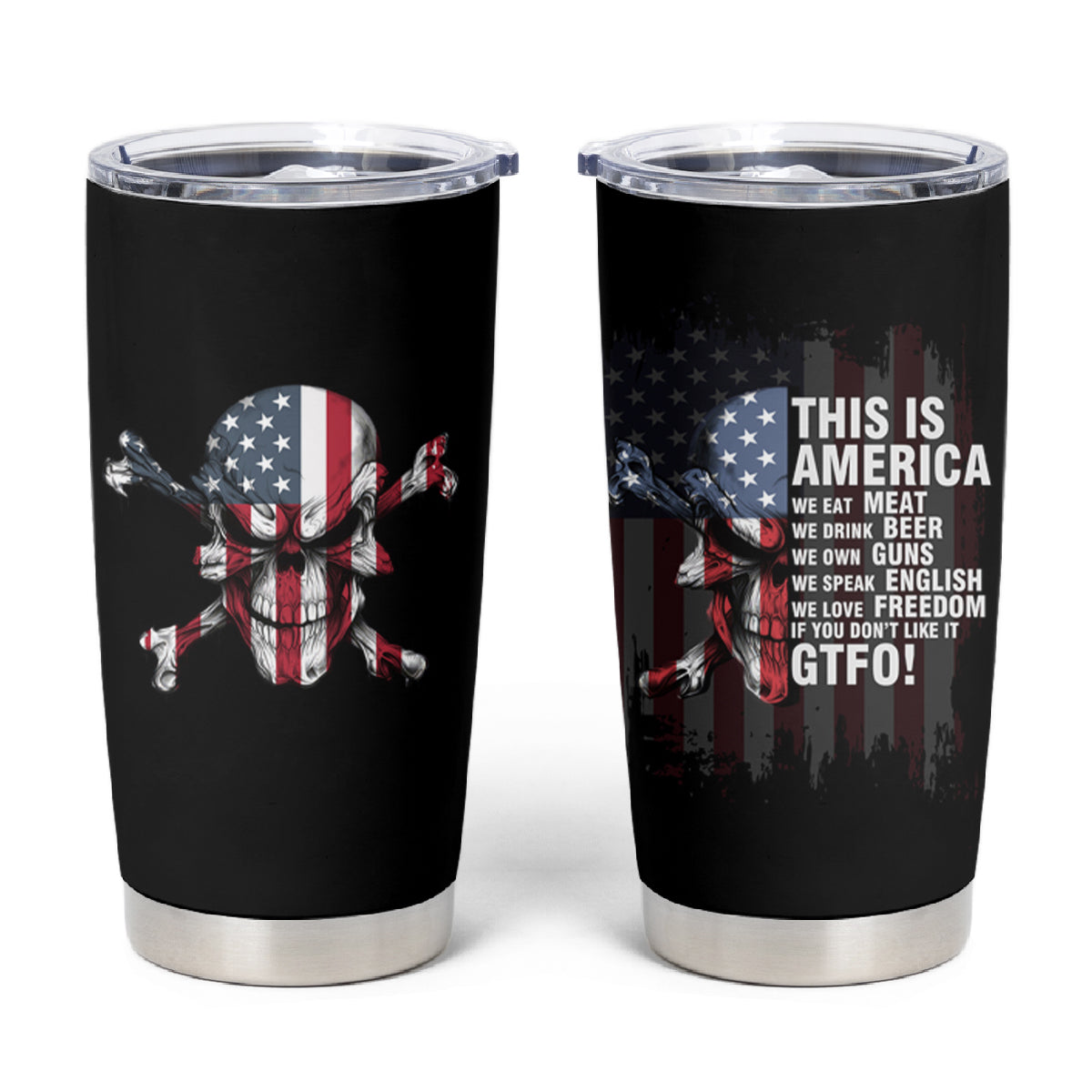 This Is America Patriotic Skull Tumbler Cup