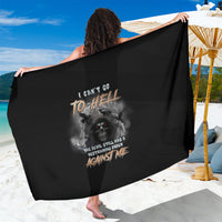 Black graphic reaper bat sarong, back view with large central skull print