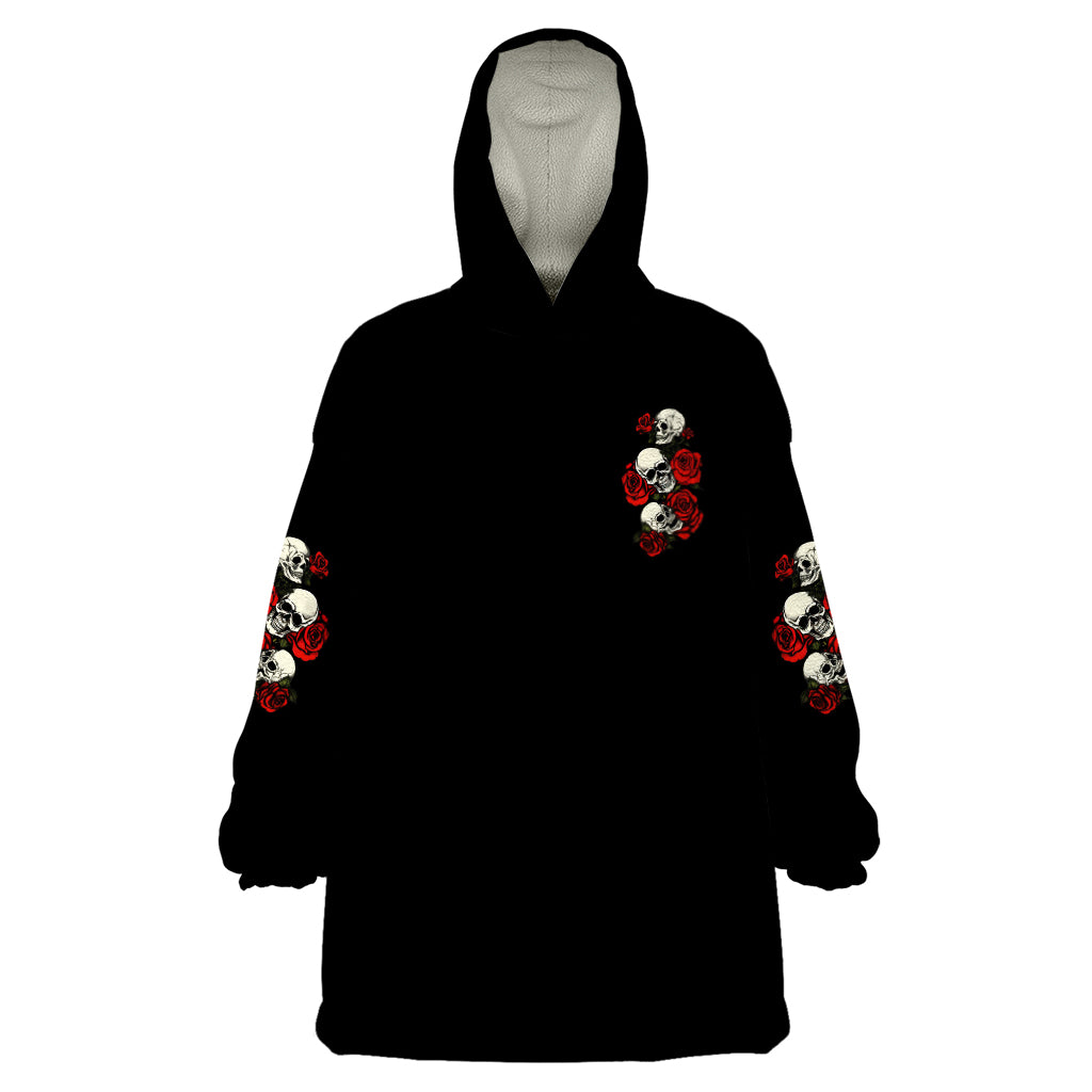 The Good Girl In Me 3 Skulls Rose Vintage Wearable Blanket Hoodie - Wonder Print Shop