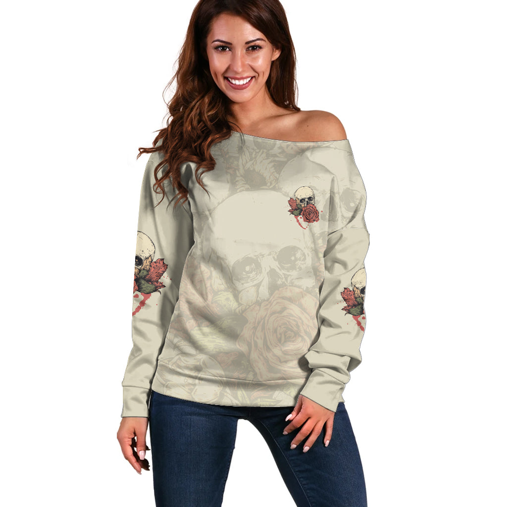 Stuck Between Idk Idc And Idgaf Skull Off Shoulder Sweater - Wonder Print Shop