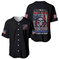 Black baseball jersey set: front button shirt and back graphic with skull text