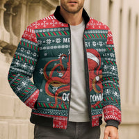 Merry Octomas Christmas Bomber Puffer Jacket Xmas Holiday Patterns - Wonder Print Shop