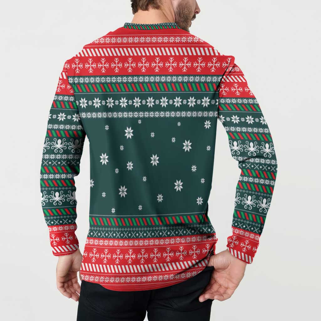 Merry Octomas Christmas Button Sweatshirt Xmas Holiday Patterns - Wonder Print Shop