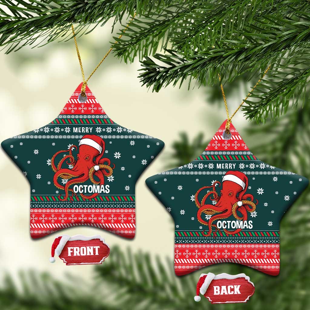 Merry Octomas Christmas Ceramic Ornament Xmas Holiday Patterns - Wonder Print Shop