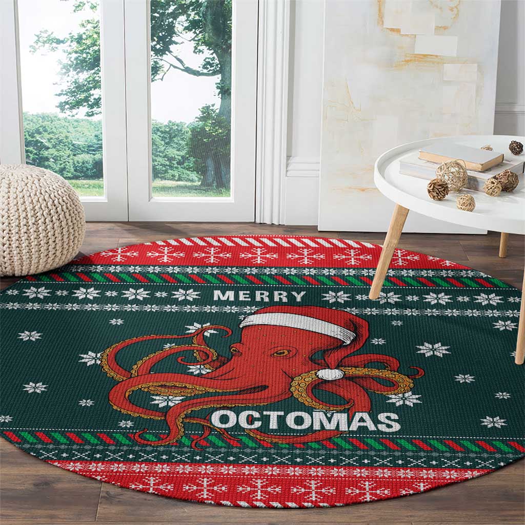 Merry Octomas Christmas Round Carpet Xmas Holiday Patterns - Wonder Print Shop