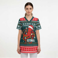 Merry Octomas Christmas Scrub Top Xmas Holiday Patterns - Wonder Print Shop