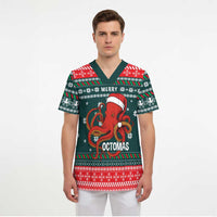Merry Octomas Christmas Scrub Top Xmas Holiday Patterns - Wonder Print Shop