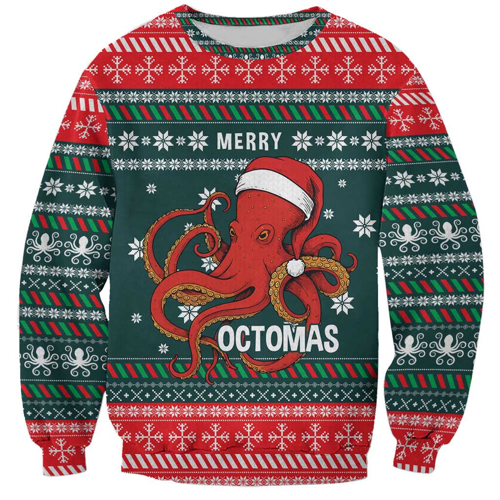 Merry Octomas Christmas Sweatshirt Xmas Holiday Patterns - Wonder Print Shop