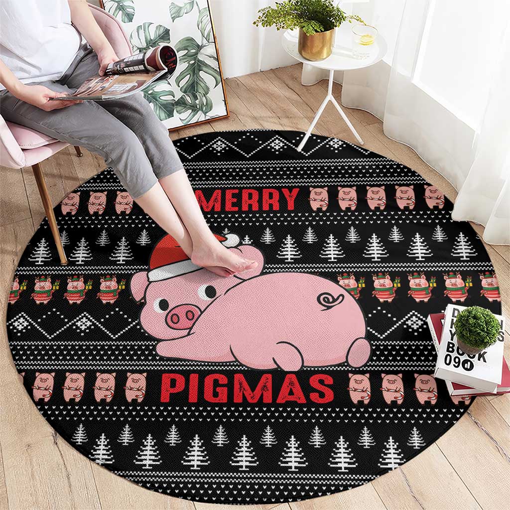 Merry Pigmas Christmas Round Carpet Xmas Holiday Patterns - Wonder Print Shop
