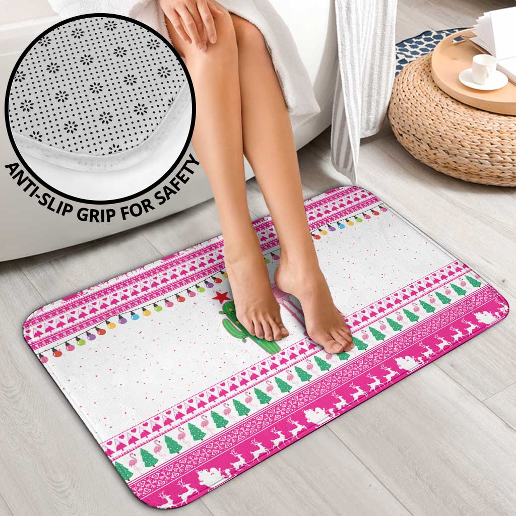 Pink Flamingo Christmas Bathroom Set Xmas Holiday Patterns - Wonder Print Shop