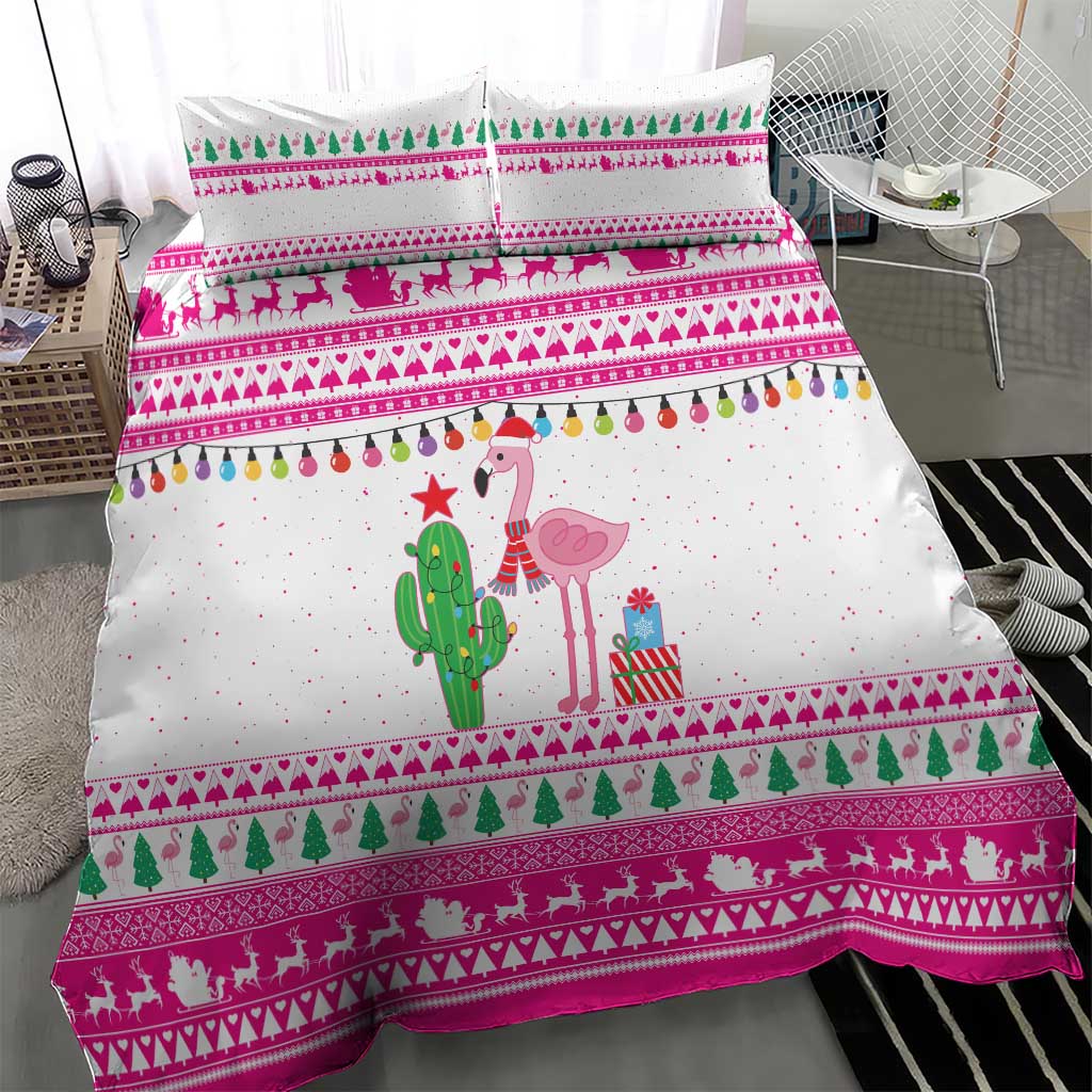 Pink Flamingo Christmas Bedding Set Xmas Holiday Patterns - Wonder Print Shop