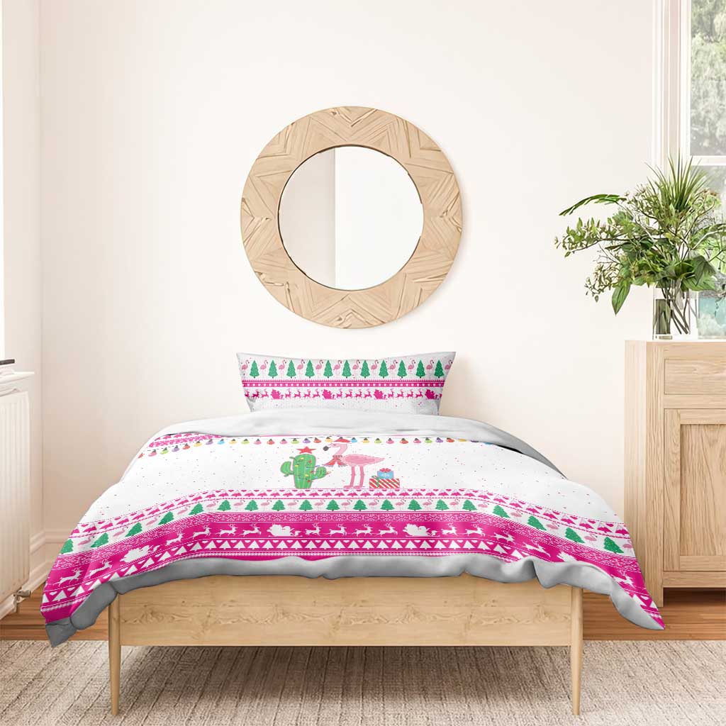 Pink Flamingo Christmas Bedding Set Xmas Holiday Patterns - Wonder Print Shop