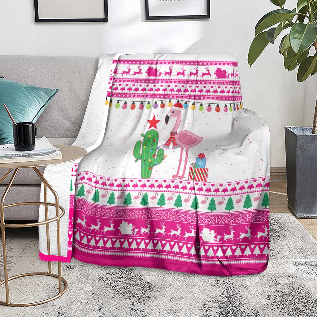 Pink Flamingo Christmas Blanket Xmas Holiday Patterns - Wonder Print Shop