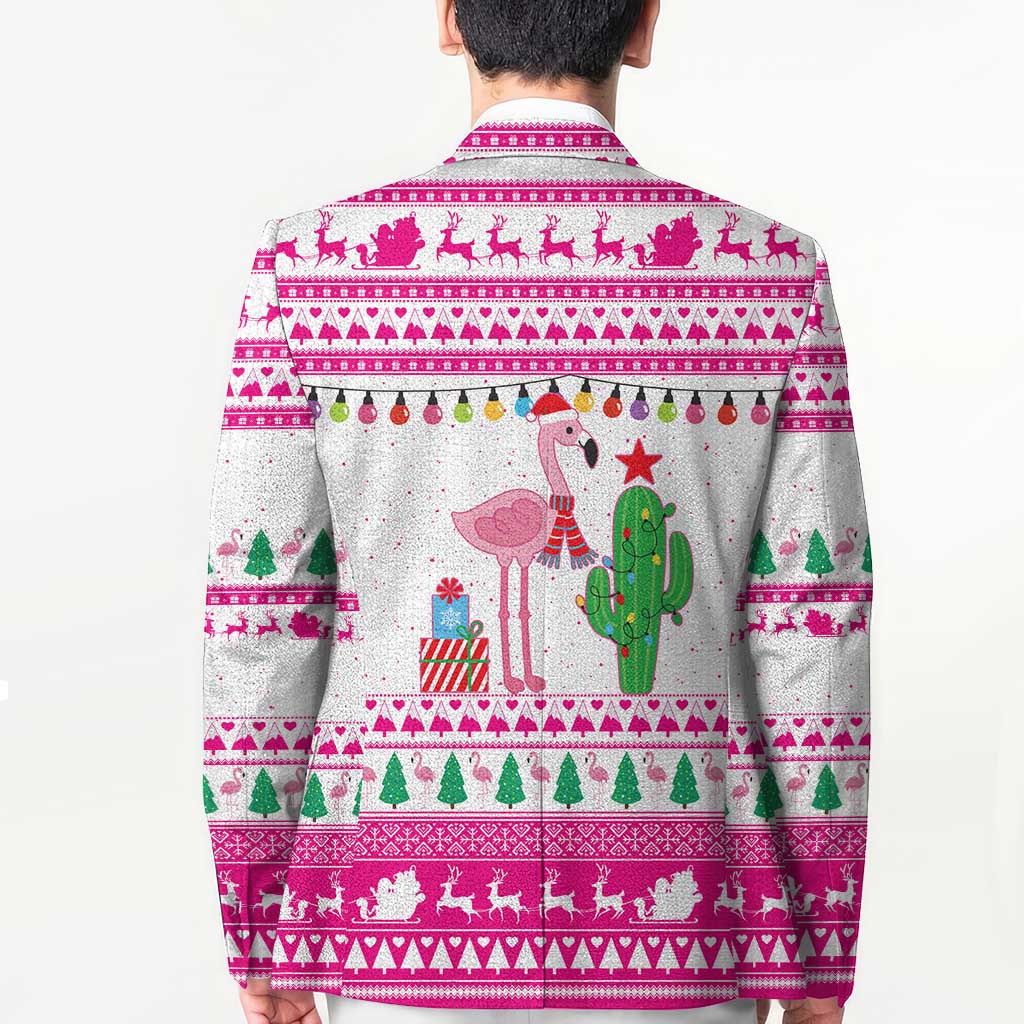 Pink Flamingo Christmas Blazer Xmas Holiday Patterns - Wonder Print Shop