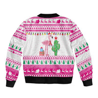 Pink Flamingo Christmas Bomber Jacket Xmas Holiday Patterns - Wonder Print Shop