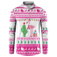 Pink Flamingo Christmas Button Sweatshirt Xmas Holiday Patterns - Wonder Print Shop
