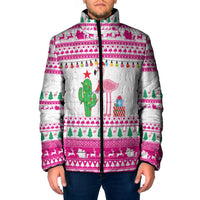 Pink Flamingo Christmas Padded Jacket Xmas Holiday Patterns - Wonder Print Shop