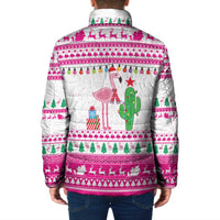 Pink Flamingo Christmas Padded Jacket Xmas Holiday Patterns - Wonder Print Shop