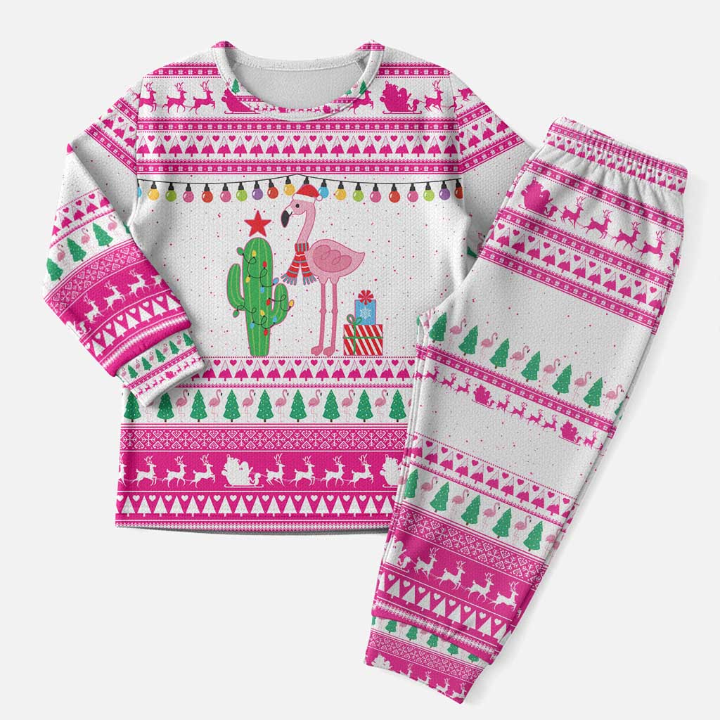 Pink Flamingo Christmas Pajama Set Xmas Holiday Patterns - Wonder Print Shop