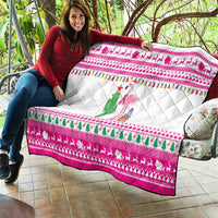 Pink Flamingo Christmas Quilt Xmas Holiday Patterns - Wonder Print Shop