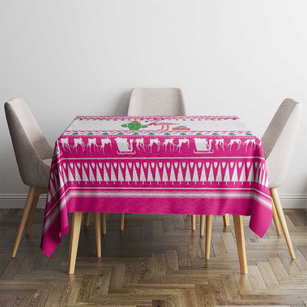 Pink Flamingo Christmas Tablecloth Xmas Holiday Patterns - Wonder Print Shop